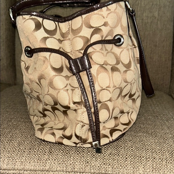 Coach Brown and Tan Signature Tote - Picture 5 of 10